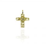 Pendente Cruz Corações Prata Dourada 29mm